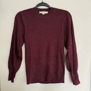 LOFT Deep Burgundy and gold Knit Sweater